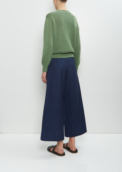 Linen Cotton Chunky Crew Neck Jumper – La Garçonne