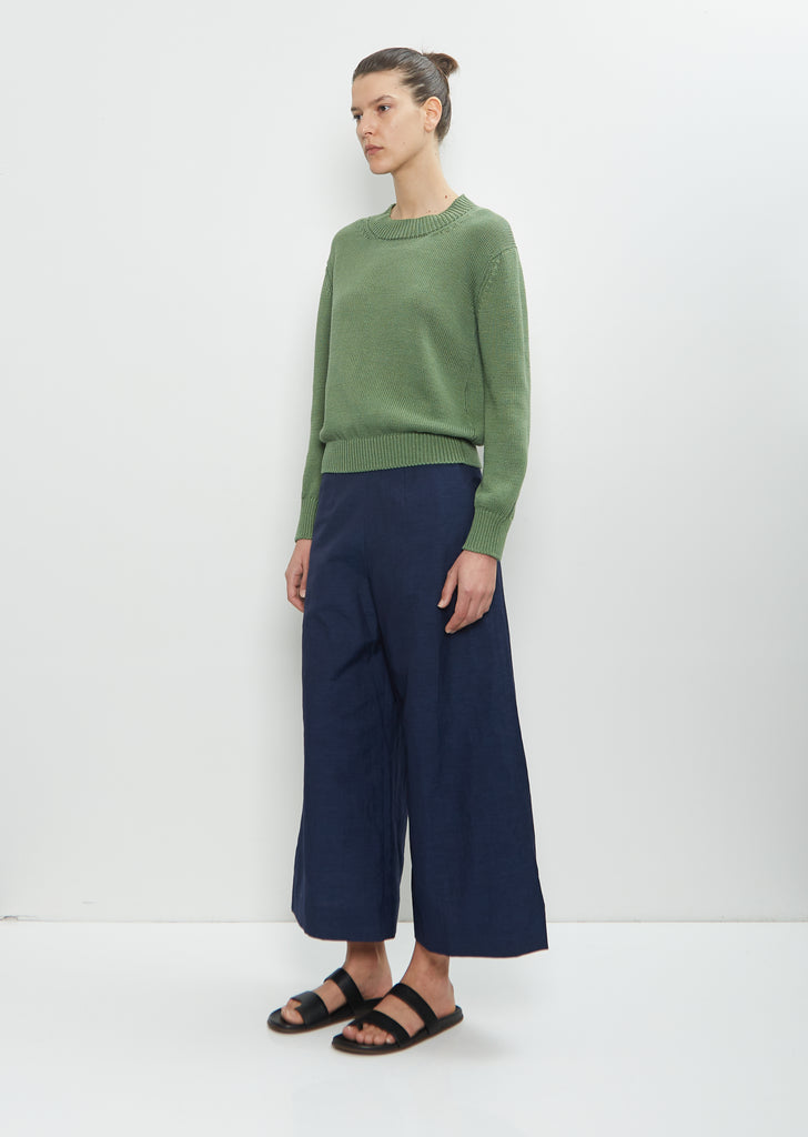 Linen Cotton Chunky Crew Neck Jumper