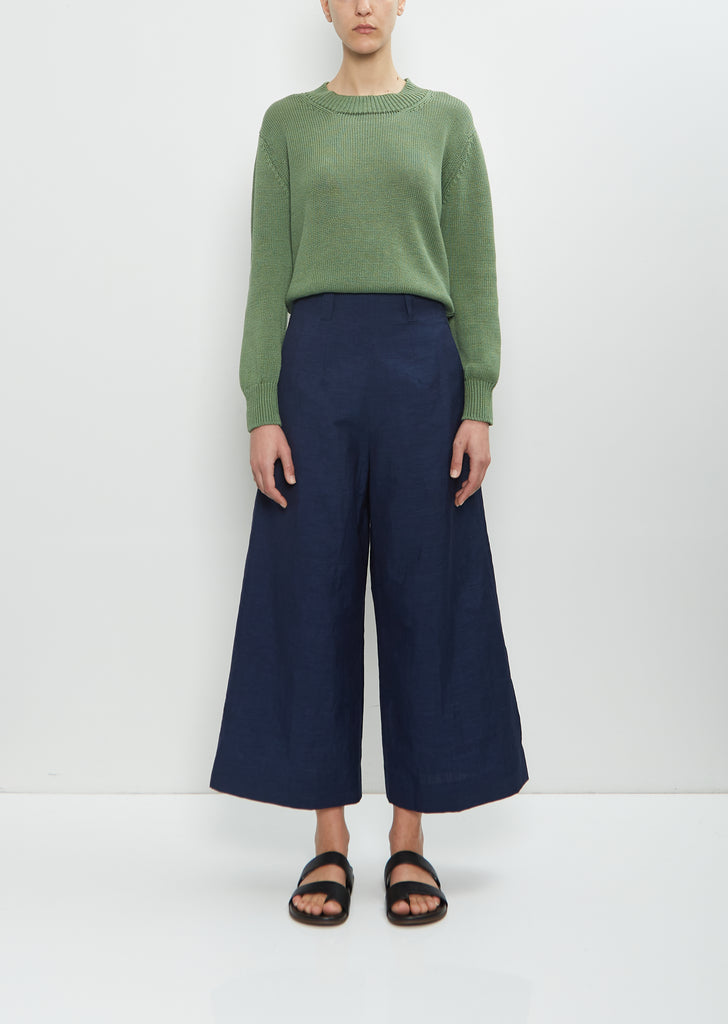 Wool Linen Flat Front Culotte