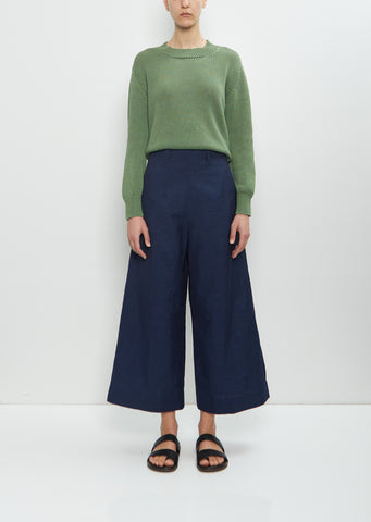 Wool Linen Flat Front Culotte