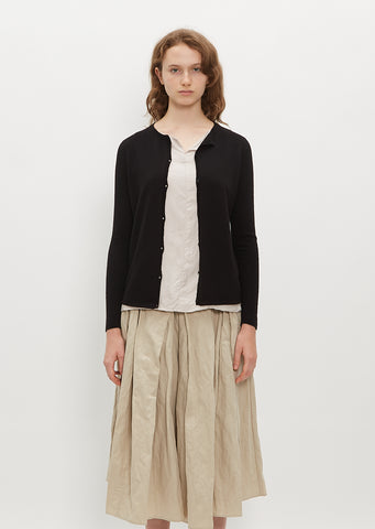 Round Neck Cashmere Silk Cardigan — Black