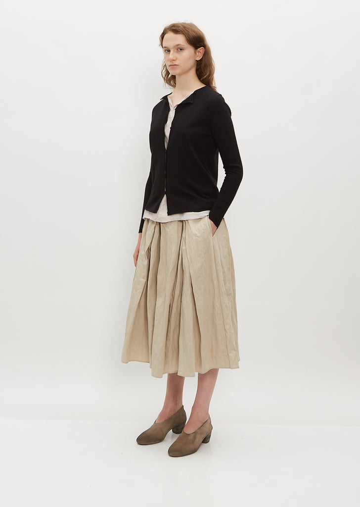 Round Neck Cashmere Silk Cardigan — Black