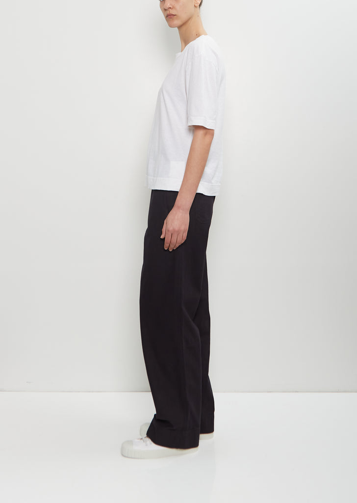 Cotton Linen Simple T-Shirt — White