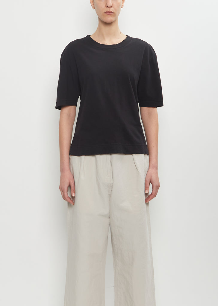 Cotton Linen Simple T-Shirt — Black