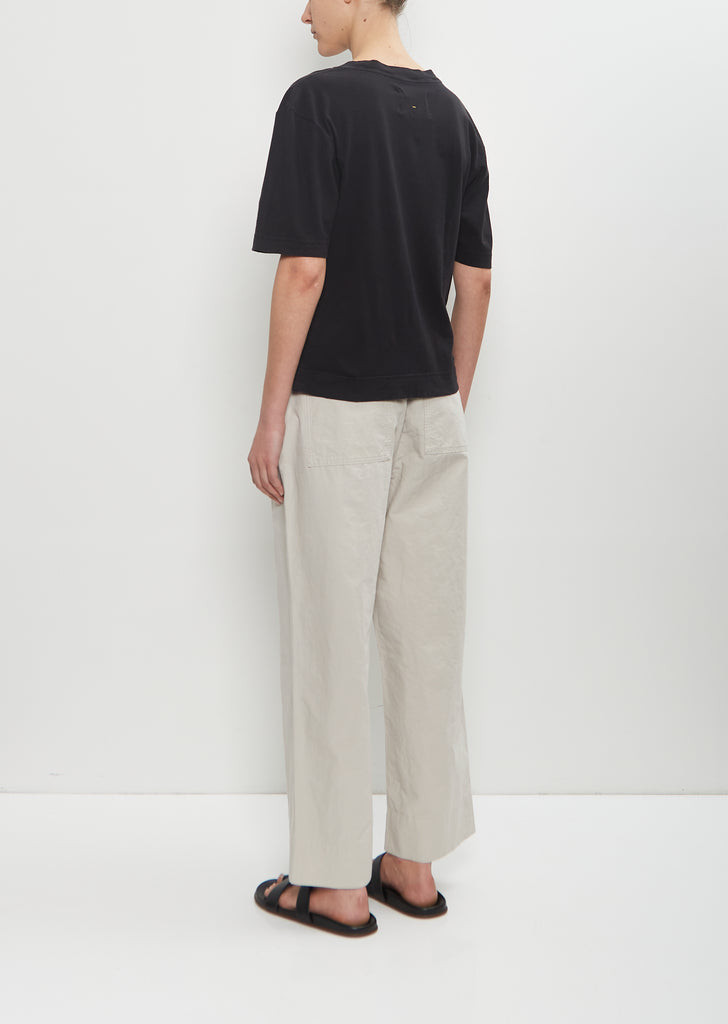 Cotton Linen Simple T-Shirt — Black