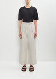 Cotton Linen Pleated Crop Trouser