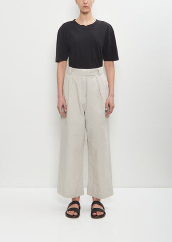 Cotton Linen Pleated Crop Trouser