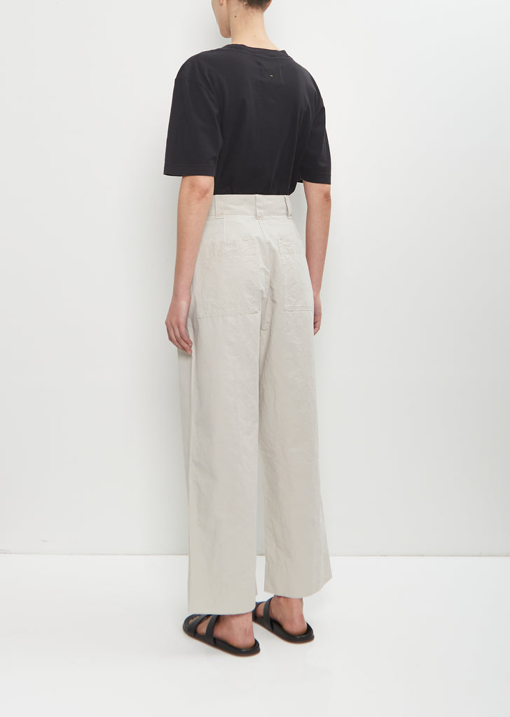 Cotton Linen Pleated Crop Trouser