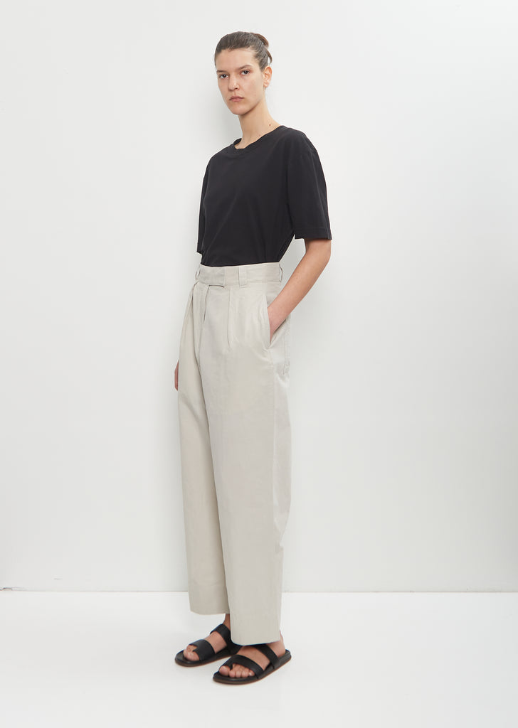 Cotton Linen Pleated Crop Trouser