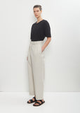 Cotton Linen Pleated Crop Trouser