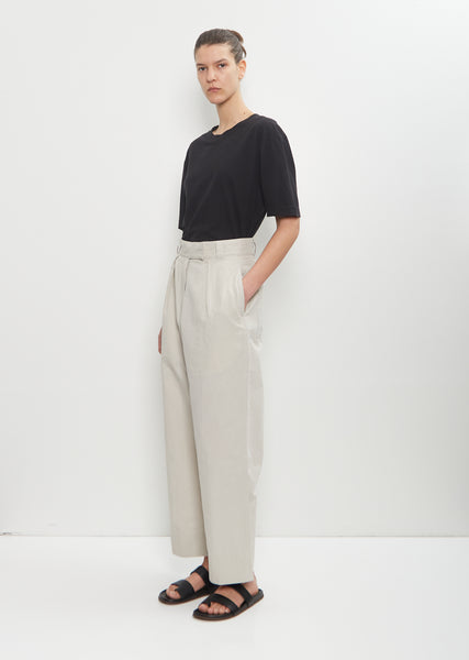 Margaret Howell|CHINO PANTS (MHL PLEATED CROP TROUSER - Cotton Linen Pleated Crop Trouser – La Garçonne