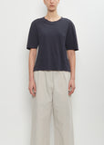 Cotton Linen Simple T-Shirt — Navy