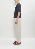 Cotton Linen Simple T-Shirt — Navy