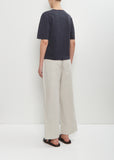 Cotton Linen Simple T-Shirt — Navy