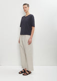Cotton Linen Simple T-Shirt — Navy
