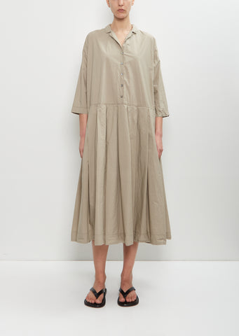 Tissue Cotton Pleated Collar Dress — Stone