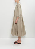 Tissue Cotton Pleated Collar Dress — Stone