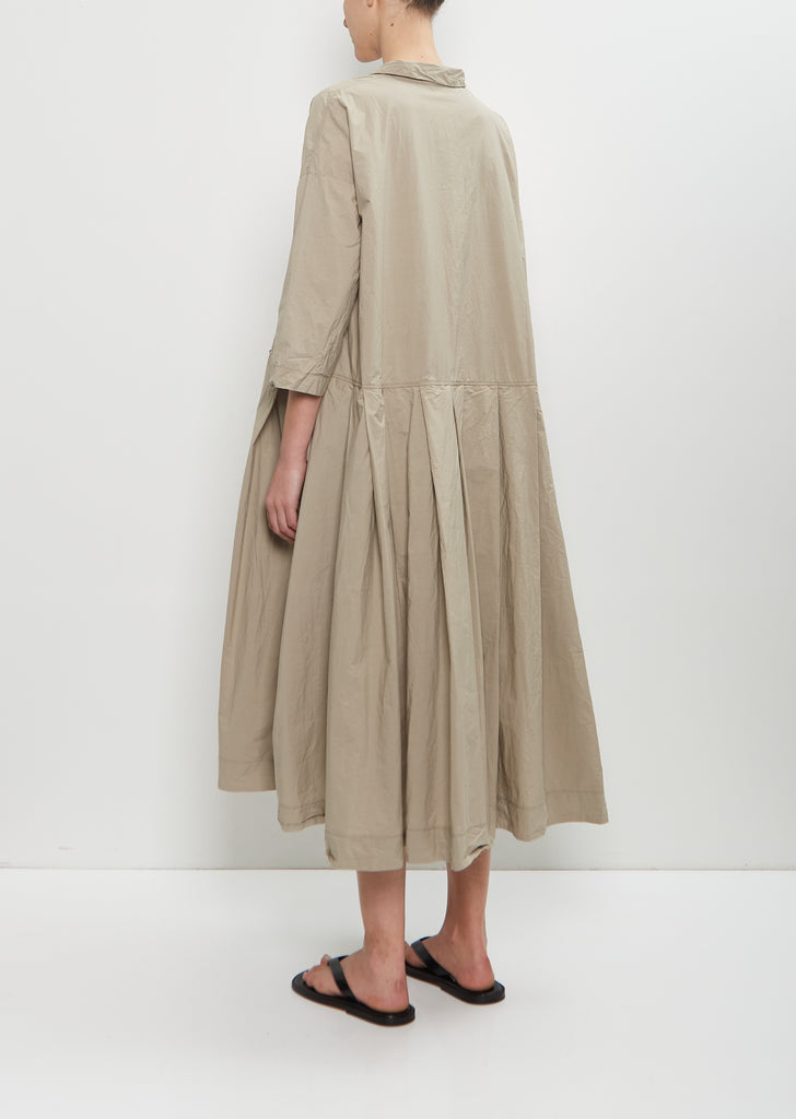 Tissue Cotton Pleated Collar Dress — Stone