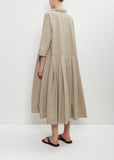 Tissue Cotton Pleated Collar Dress — Stone