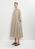 Tissue Cotton Pleated Collar Dress — Stone