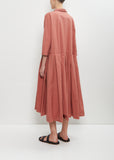 Tissue Cotton Pleated Collar Dress — Coral
