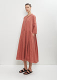Tissue Cotton Pleated Collar Dress — Coral