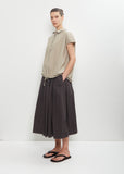 Tissue Cotton Pleated Long Skirt — Brown