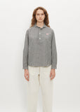 Round Collar Long Sleeve P.O Shirt — Black/Ecru