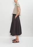 Tissue Cotton Pleated Long Skirt — Brown