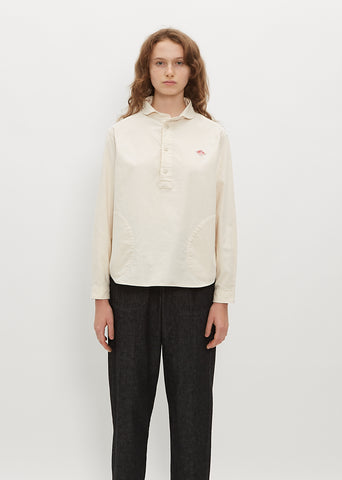 Round Collar Long Sleeve P.O Shirt — Ecru