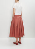 Tissue Cotton Pleated Long Skirt — Coral