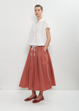 Tissue Cotton Pleated Long Skirt — Coral