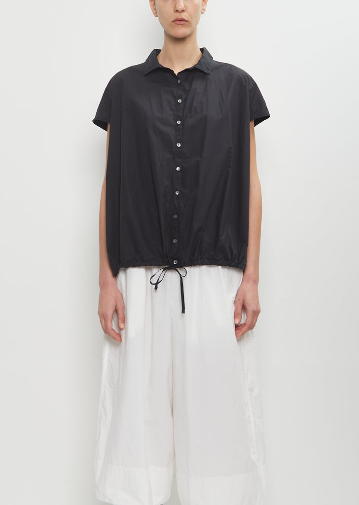 Tissue Cotton Short Sleeve Shirt — Black