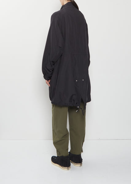 Six-Five Fishtail Silk Wool Parka — Black – La Garçonne