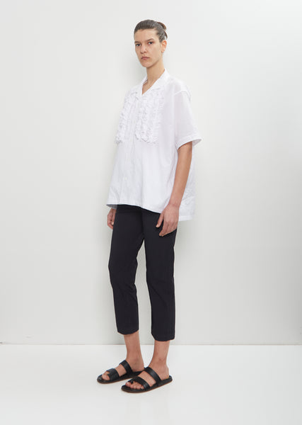 Cotton Open Collar Frill Shirt – La Garçonne