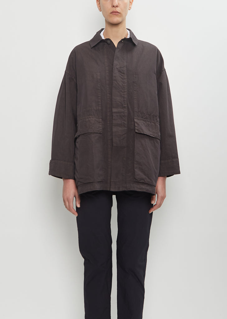 Cotton Blend Coverall Jacket — Charcoal Brown