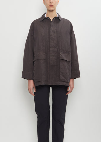 Cotton Blend Coverall Jacket — Charcoal Brown