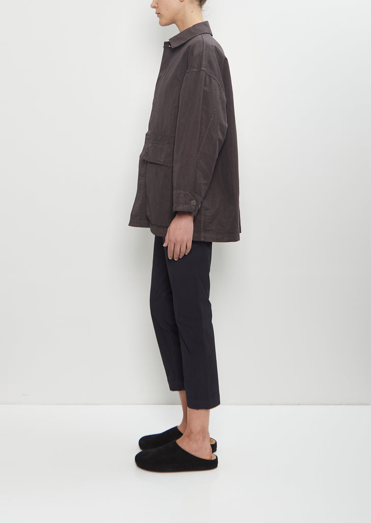 Cotton Blend Coverall Jacket — Charcoal Brown