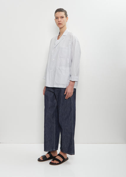 Cotton Silk Atelier Jacket — Smoke Sax Blue – La Garçonne