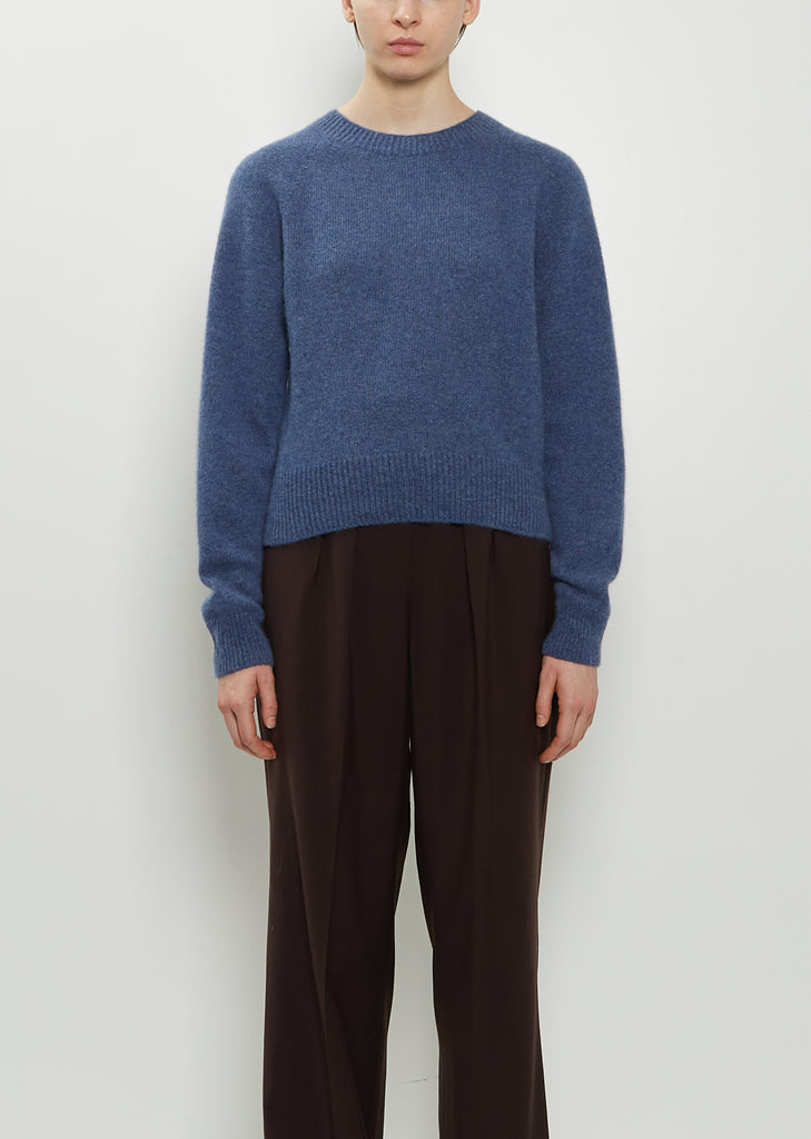 Classic Crewneck Cashmere Sweater — Blue Melange