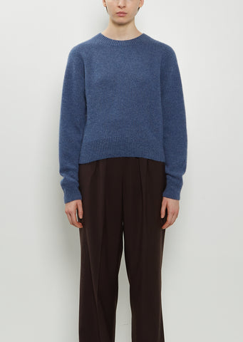 Classic Crewneck Cashmere Sweater — Blue Melange