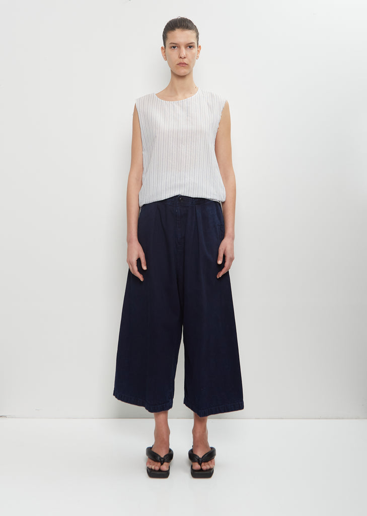 Cotton Front Tucked Wide Pant