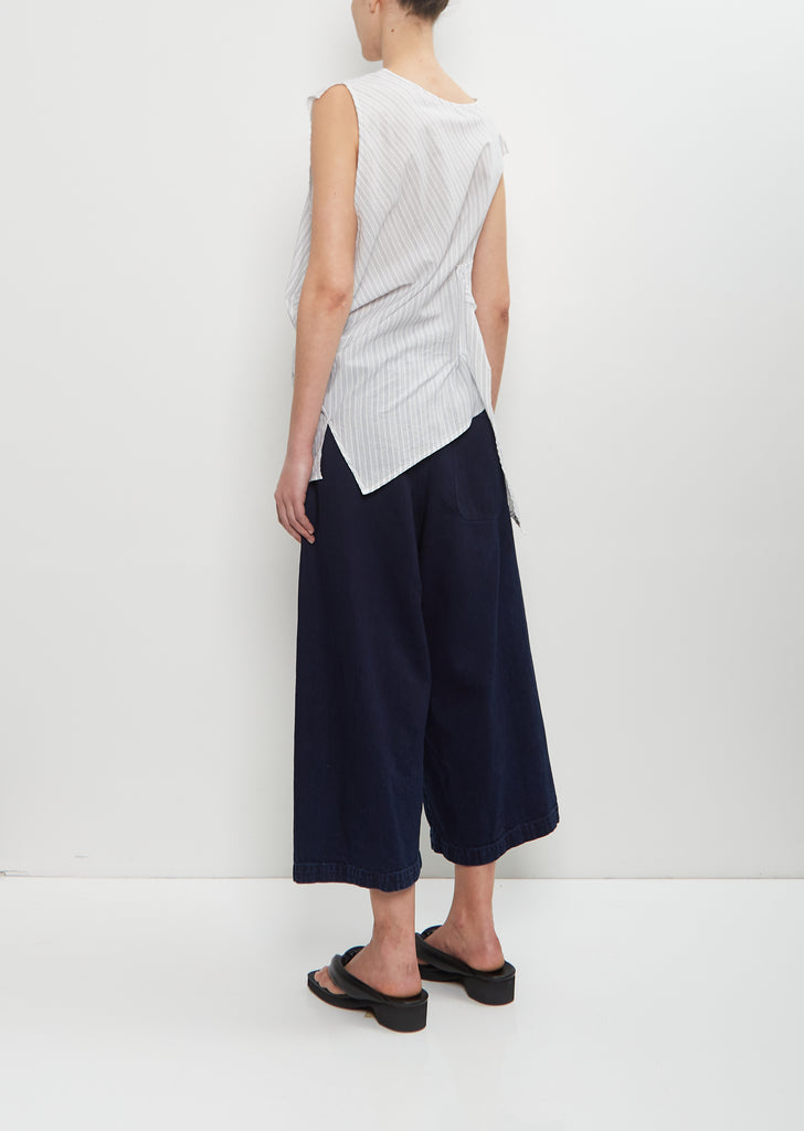 Cotton Cupro Sleeveless Drape Blouse