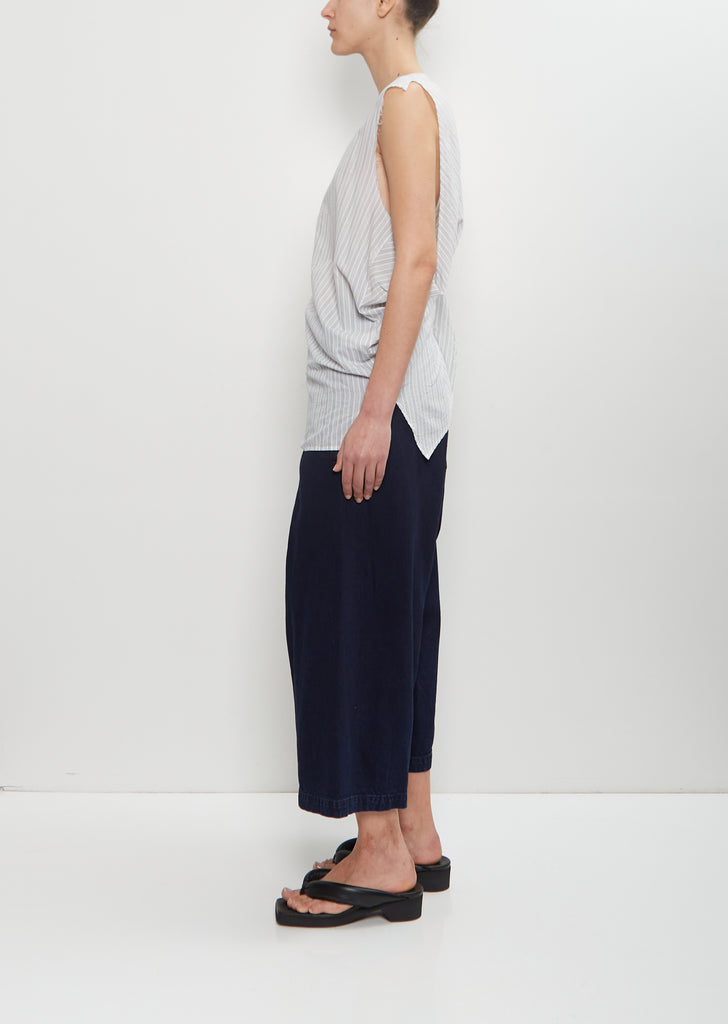 Cotton Cupro Sleeveless Drape Blouse