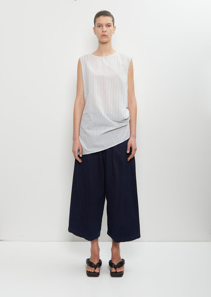 Cotton Cupro Sleeveless Drape Blouse