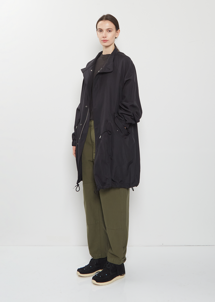 Six-Five Fishtail Silk Wool Parka — Black – La Garçonne