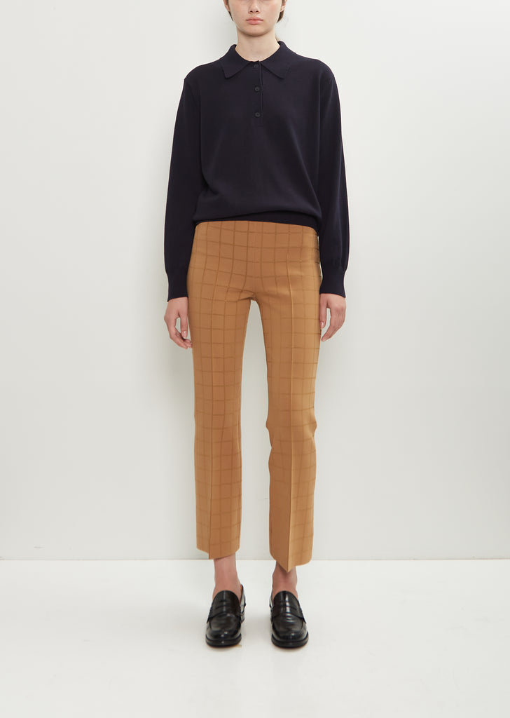 Stretch Cotton Matte Shine Windowpane Kick Pant