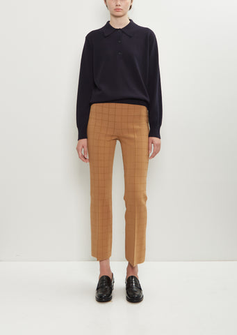 Stretch Cotton Matte Shine Windowpane Kick Pant