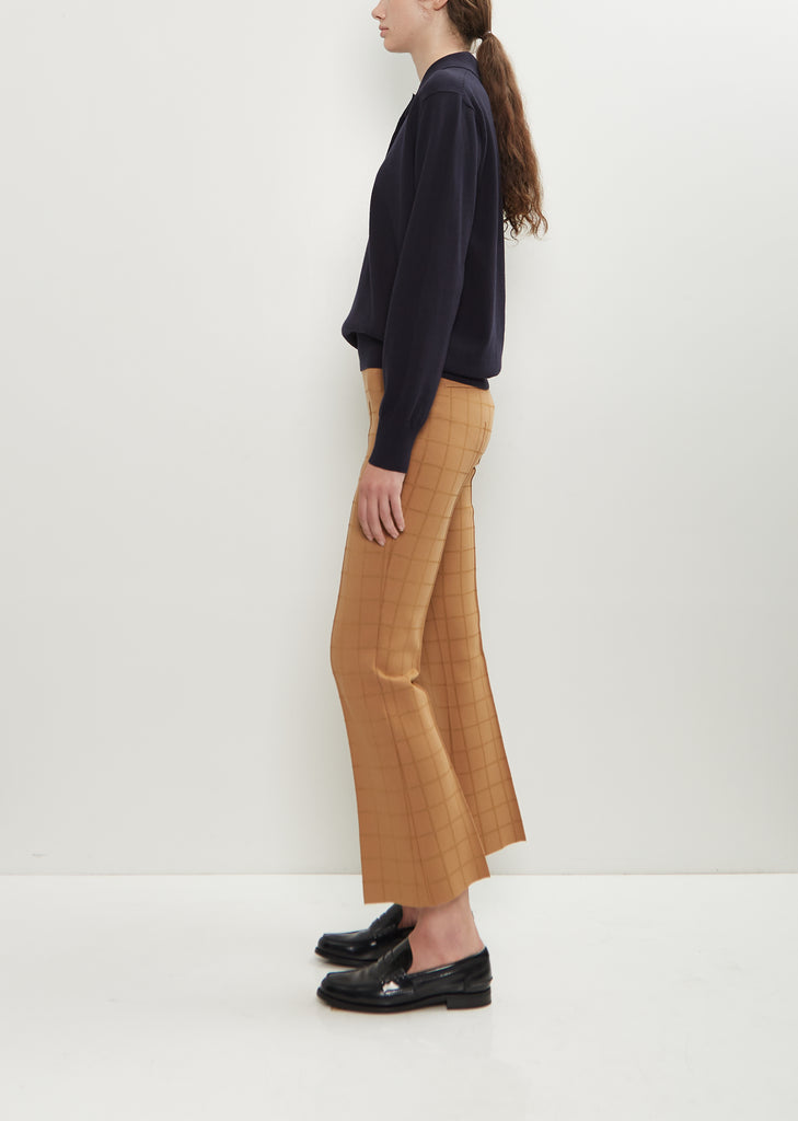 Stretch Cotton Matte Shine Windowpane Kick Pant