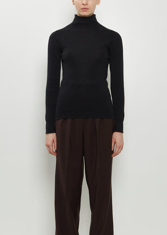 Ribbed Wool High Neck Jumper